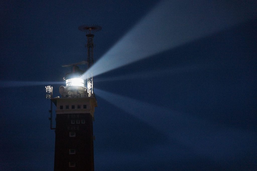 Helgoländer-Leuchtturm in Aktion